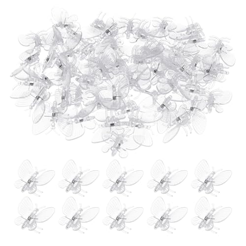 M METERXITY 100-Pack Orchid Clips, Plastic Garden Plant Clips, Dragonfly Orchid Clips, Garden Plant Support Clip for Supporting Stems/Vines/Stalk Grow Upright [Transparent] - color: Transparent