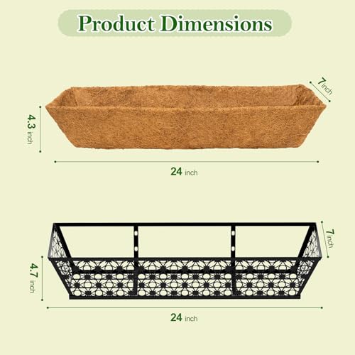 SPECILITE 24" Adjustable Metal Window Railing Planters Boxes, 4 Pack - size: 24in, style: 4Packs