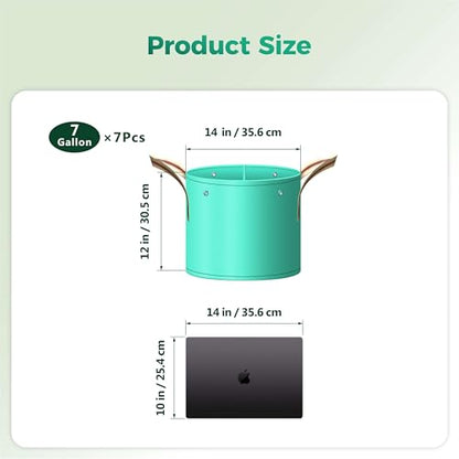 7 Pcs 7 Gallon Grow Bags, PE Garden Pots with Handles for Plants - size: 7 gallon, style: PE_Grow_Bags