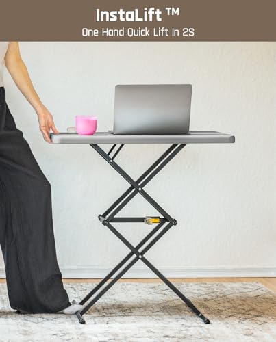FanttikOutdoor Small Folding Table Quick Adjust 3 Heights, TV Tray, Dining - color: Grey