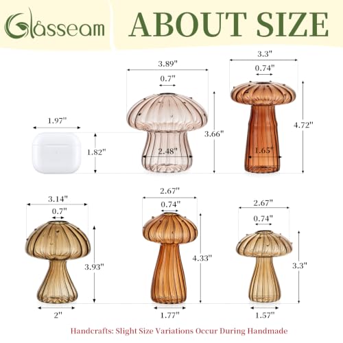Glasseam Mushroom Plant Propagation Station, 10Pcs Small Glass Vases Bulk - color: Amber, size: 10