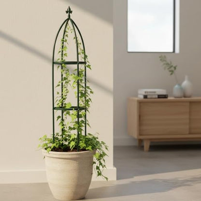 100% Metal Garden Obelisk Trellis Heavy Duty 6.3 ft for Climbing Vines - color: Green, size: Large
