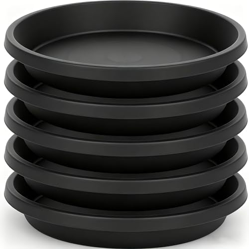 NIMYAU 5 Pack Plant Saucer 8 Inch, Flower Pot Saucers Plant Trays for Pots, Plant Plates to Catch Water Indoor Plants, Plastic Planter Tray for Indoors, Planting Trays - color: Black, size: 8" (5 Pack)