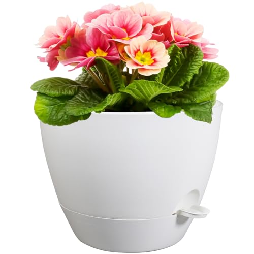 Meowell 12 inch Large Self Watering Pot for Indoor Outdoor Plants, White - color: White, size: 12inch B