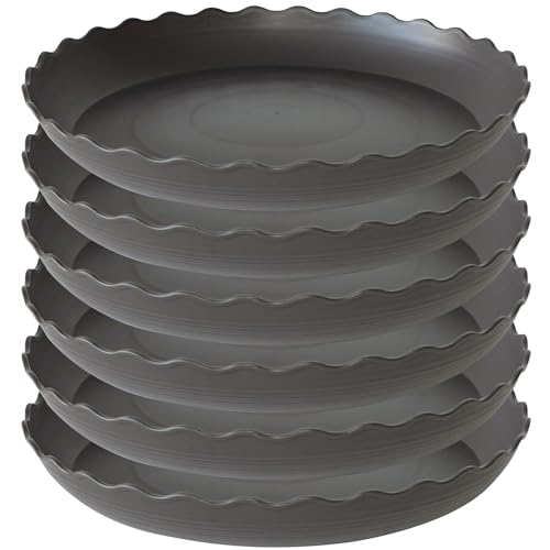 6 Pack Plant Saucer 8 inch, Heavy Duty Plastic Plant Water Tray, Planter Saucers, Flower Pot Tray Water Trays for Plant Pots (Brown) - color: Brown, size: 8" (6 pack)