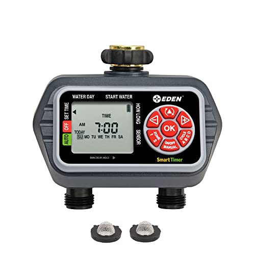 Eden 93412 Programmable Digital Water Timer 2-Zone, Compatible with Wireless Soil Moisture Sensor - size: 2 Zone