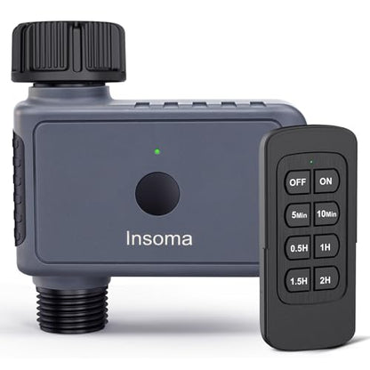 Insoma Sprinkler Timer with Remote Control, Water Hose Timers, Turns Water Off Automatically, Up to 120 Minutes of Run Time, Irrigation Timer for Lawn, Drip, Soaker Hose, and Garden, 1 Outlet - size: 1 Zone-RC