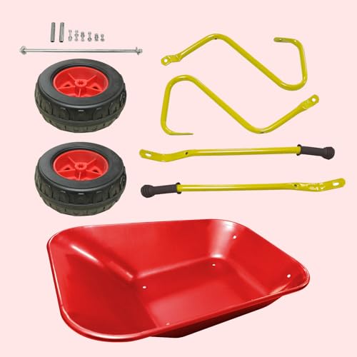 2 Wheel Toddler Metal Wheelbarrow for Kids Wheel Barrow Wheel Barrel(red) - color: Red