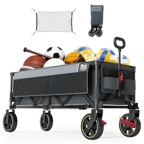 Timber Ridge 51.2'' Extended Collapsible Wagon Cart Foldable - color: Gray, size: 400L