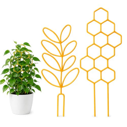 Plant Trellis Indoor, 15 Inch Gold Trellis for Potted Plants