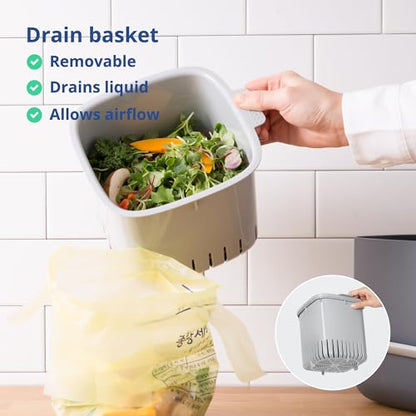 Blue Ginkgo Kitchen Compost Bin, 2.6L Countertop Compost Bin, Green - color: Green, size: 0.69 gal / 2.6 L (Single Handle)