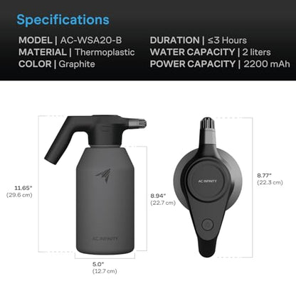 AC Infinity Electric Garden Sprayer 2L, Rechargeable Plant Mister, Frost - color: Frost