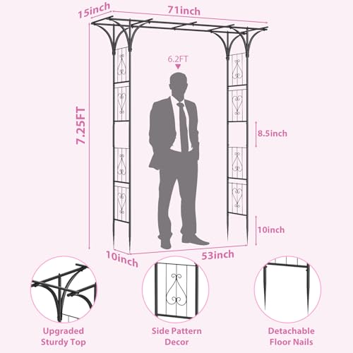 Heavy Duty Garden Arch Trellis 7FT Wedding Arch Backdrop Stand Garden Arbor