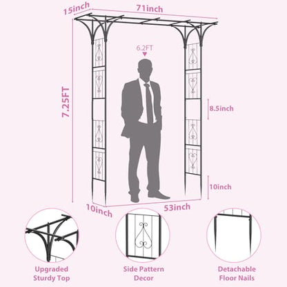 Heavy Duty Garden Arch Trellis 7FT Wedding Arch Backdrop Stand Garden Arbor