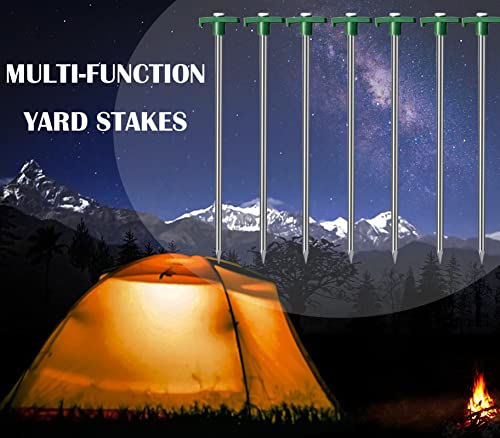 Cheardia 10 Pack Tent Stakes Heavy Duty, 9.75 Inch Yard Stakes Non-Rust Metal Tent Pegs Ground Stakes Tent Spikes for Camping Patio, Garden, Canopies, Grassland, Outdoor, Green - color: Green 10pcs
