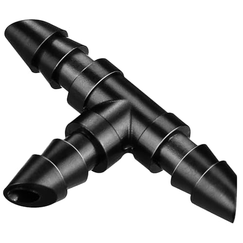 100 Pieces Drip Irrigation Tee Fittings 1/4", Irrigation Parts Barbed Tee with Sharp End for 1/4 Inch Drip Irrigation Tubing, Drip Line Three Way T Connectors for Garden Lawn System - size: 1/4" Tee-100P