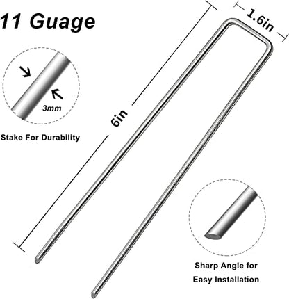 6 inch 50 Pack Landscape Staples Galvanized Garden Stakes - size: 6 INCH