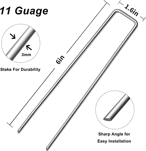 6 inch 50 Pack Landscape Staples Galvanized Garden Stakes - size: 6 INCH