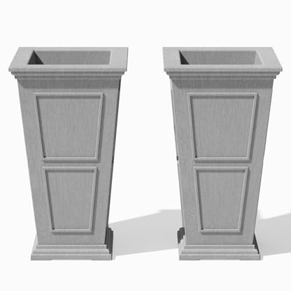 Veradek Brixton Series Planter - Tall Outdoor Planter with Shelf - color: Gray, size: 26 inch -2 Pack