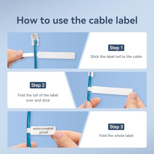NIIMBOT Thermal Transfer Cable Label 0.49" x 4.29", for N1(B18) Label Maker - color: 0.49''×4.29''-white Cable