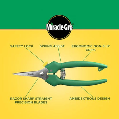 Miracle-Gro Straight Tip Floral Shears - Lightweight Gardening Scissors - Hand Pruner Pruning Shear for Flowers, Herbs, Roses and Indoor Plants - style: Floral Shears