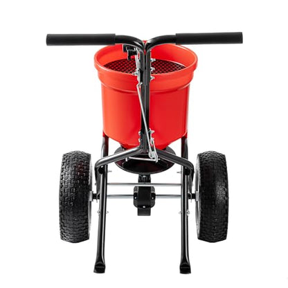 SmarketBuy Fertilizer Spreader, 90LBS Walk Behind Push Spreader, Broadcast Spreader for Seed, Fertilizer, Salt with 12.5-Inch All Terrain Pneumatic Tires