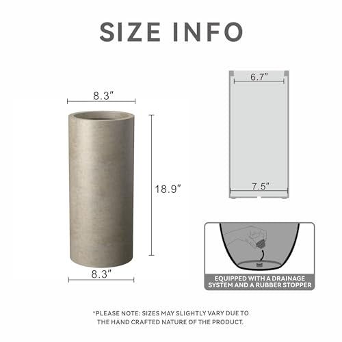 Kante Small Round Column Weathered Concrete Planter 18.9" Tall, Outdoor - color: Weathered Concrete, size: 18.9“h