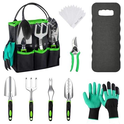 Gardening Tools Set, 23-Piece Heavy Duty Ergonomic Garden Hand Tools with Storage Tote, Knee Pad & Protective Gloves - Ideal Gardening Gifts for Women, Men & Gardeners - color: Gardening Tools Set