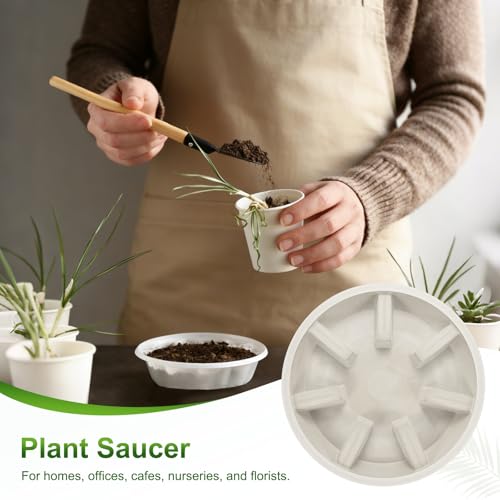 M METERXITY 2-Pack Plant Saucer, 10.04 Inch/25.5 cm Plastic Plant Trays Thicker for Pots/Indoor/Outdoor/Water Drainage and Protection, Flowerpot Drip Tray [Mocha] - color: Mocha