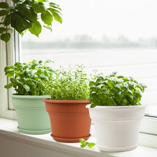 Pottiffe Plant-Pots-Planters-Indoor-Outdoor, 8 inch 4 Pack Green - color: Green, size: 8 inch-4Pack
