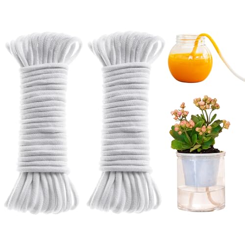 ORIMERC 100 feet 1/4 inch Self Watering Rope Capillary Wick Automatic Waterer for Potted Plant Vacation Holiday Flower Sitter Hydroponic Passive Wicking Cord String Indoor Outdoor Garden System Device - size: 100 feet (1/4 inch)