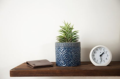 MyGift 4-Inch Cobalt Blue Ceramic Succulent Planter Pots, Set of 2