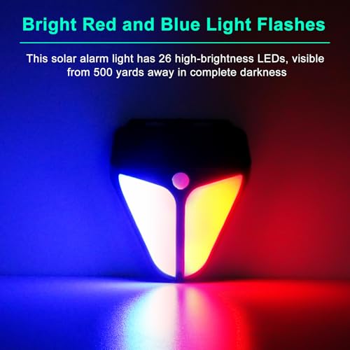 Aolyty Solar Motion Sensor Alarm Light with Siren, 4 Modes, 2 Pack