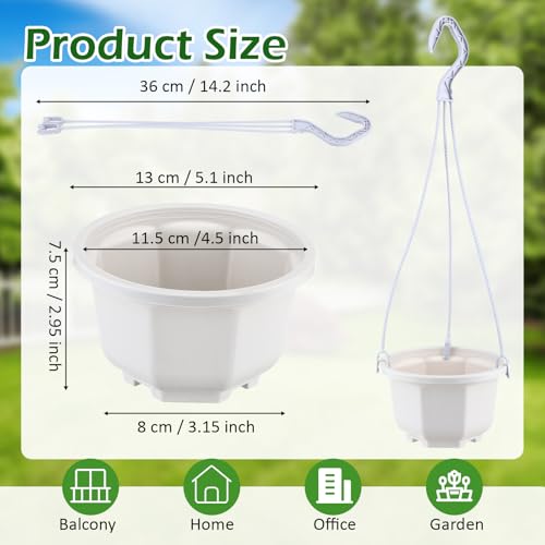Roshtia 24 Pcs Hanging Planter Pot with Hook, Ceramic White, 5 Inch - color: Ceramic White, size: 5 Inch