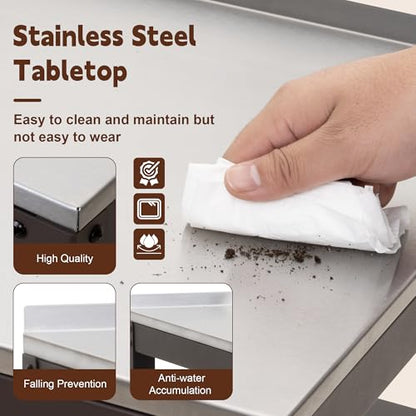 Feasto Heavy-Duty Potting Bench with Storage & Stainless Steel Top - color: Brown