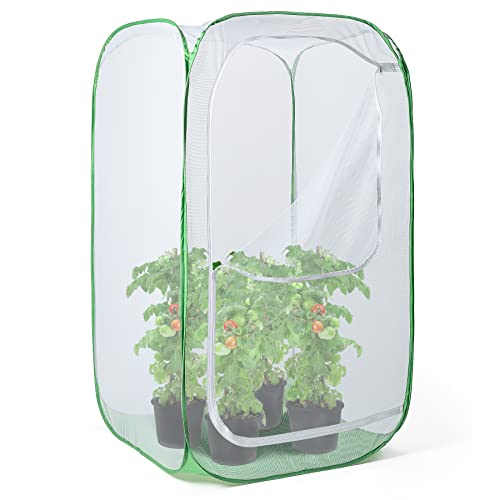 48" Outdoor Mesh Plant Enclosure, Mesh Plant Cover for Pests, Bird and Pest Protection Guard for Fruit, Vegetables, Flowers and Herbs Pop-Up Cage 28 x 28 x 48 Inches - size: 28 x 28 x 48 Inches