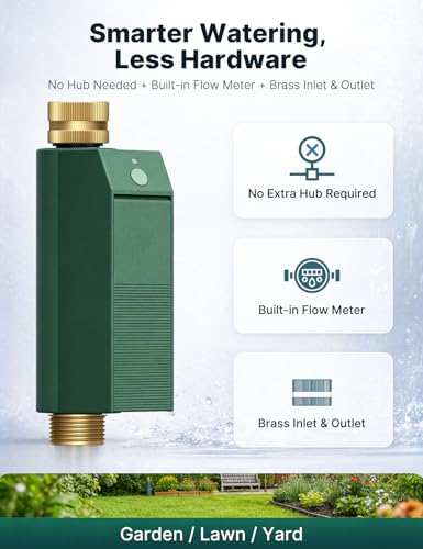 MOES WiFi Water Timer for Garden Hose with Flow Meter,No Hub Required