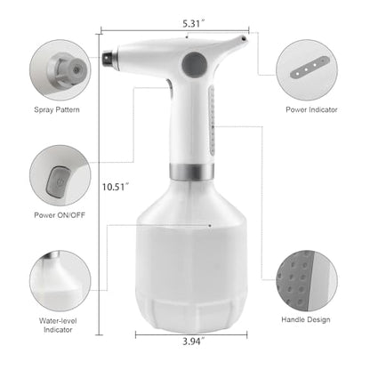 Electric Spray Bottle, Plant Spray 0.26 Gallon with Adjustable Nozzle for Garden, Indoor and Outdoor Plant, Also Works as Automatic Sprayer Mister