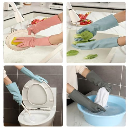 2 Pcs Long Sleeve Dishwashing Gloves, Waterproof Kitchen Cleaning Gloves - color: Blue01, size: Large
