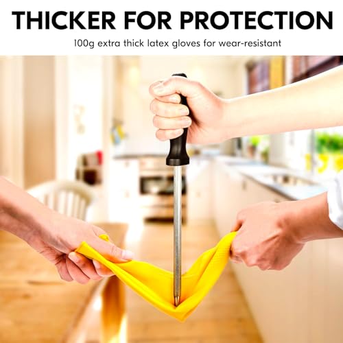 Vgo... Latex Reusable Household Gloves,Cleaning Gloves,Long Cuff (HH4601,L) - color: Yellow, size: Large