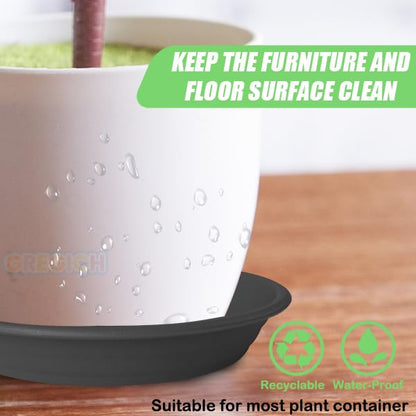 6 Pcs Plastic Plant Saucer 12 inch Plant Trays for Pots Up to 10.4" at Base - color: Ash Black, size: 12.8" (10.4" at Base) - 6 Pcs
