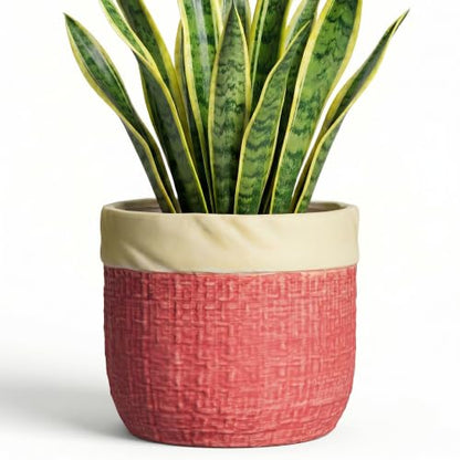 Ceramic Pots for Plants, 8 Inch Planter, Round Plant Pot, Red - color: Red, size: 8 Inch