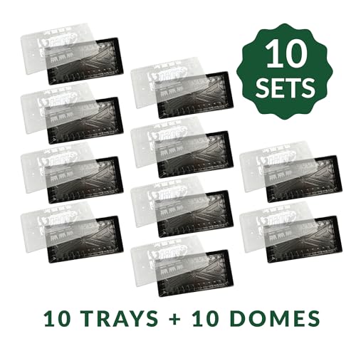 Jiffy Seed Starter Tray with Humidity Dome - Lightweight Propagation - 10 Pack - Plastic - style: 10 Trays and Domes
