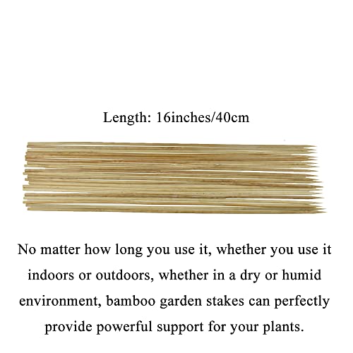 HAHIYO 16Inches 20PCs Natural Carbonized Bamboo Plant Stake Wood Garden Stake Bamboo Rod Plant Support Wooden Plant Support Floral Stick for Orchid Tomato Potted Plant Indoor Outdoor Gardening - size: 16In-20P
