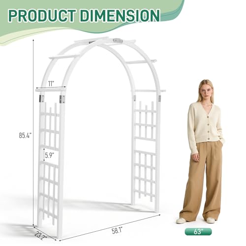 Outvita 7Ft White Wooden Arbor Arch, Garden Trellis for Climbing Rose Vines - color: white