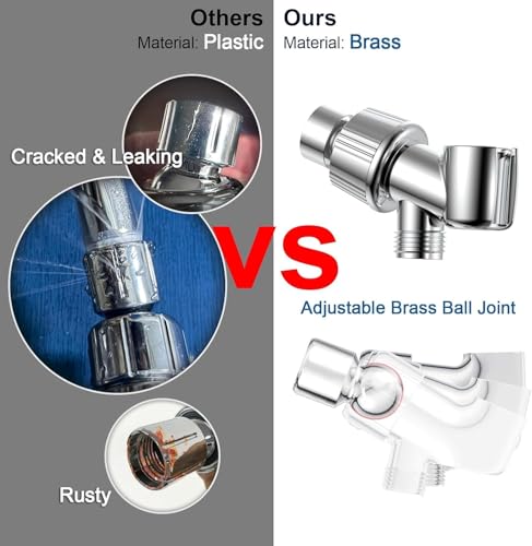 HOPOPRO Handheld Shower Head with High Pressure, 5 Spray & 59" Hose - color: Glossy Silver