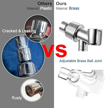 HOPOPRO Handheld Shower Head with High Pressure, 5 Spray & 59" Hose - color: Glossy Silver