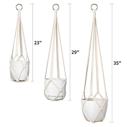 Dahey Macrame Plant Hanger Indoor Hanging Plant Holder Basket for Flower - color: Beige