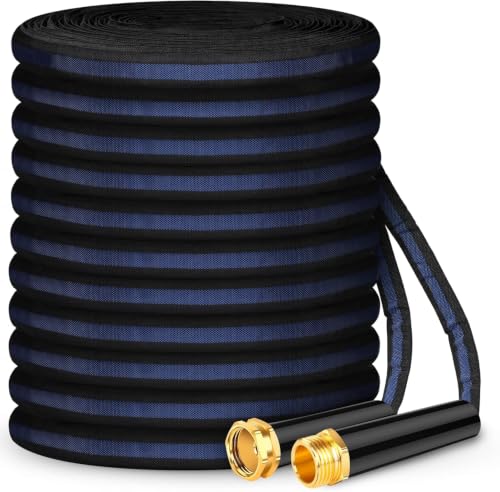 Garden Hose 50 ft, Non-Expanding Water Hose, Flexible Ultra-Light - color: Black, size: 50FT