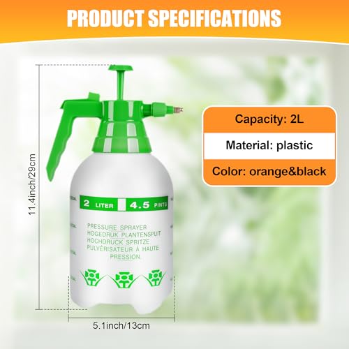 3Pcs 1/2 Gallon Hand Pump Sprayer with Adjustable Nozzle, White & Green - color: Green